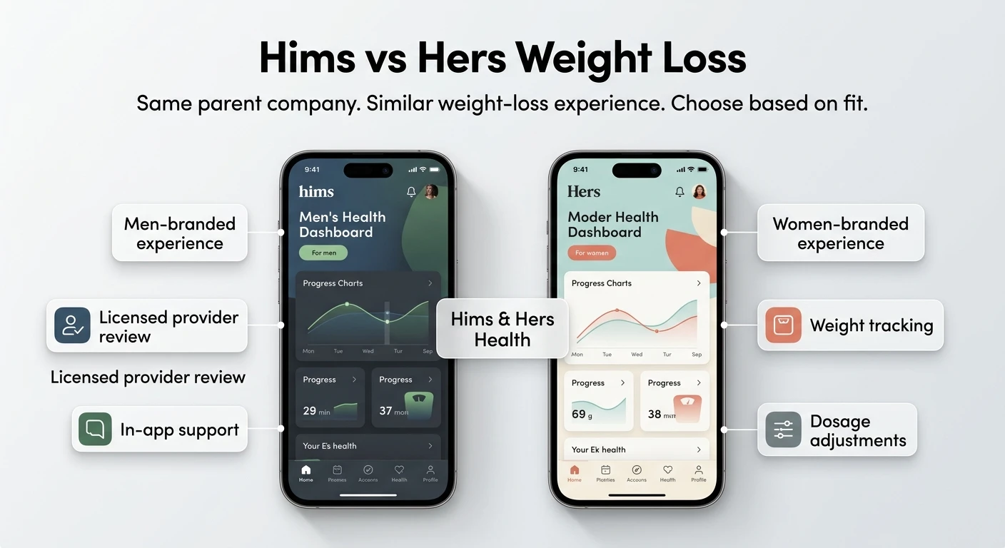 Hims vs Hers weight loss programs side by side