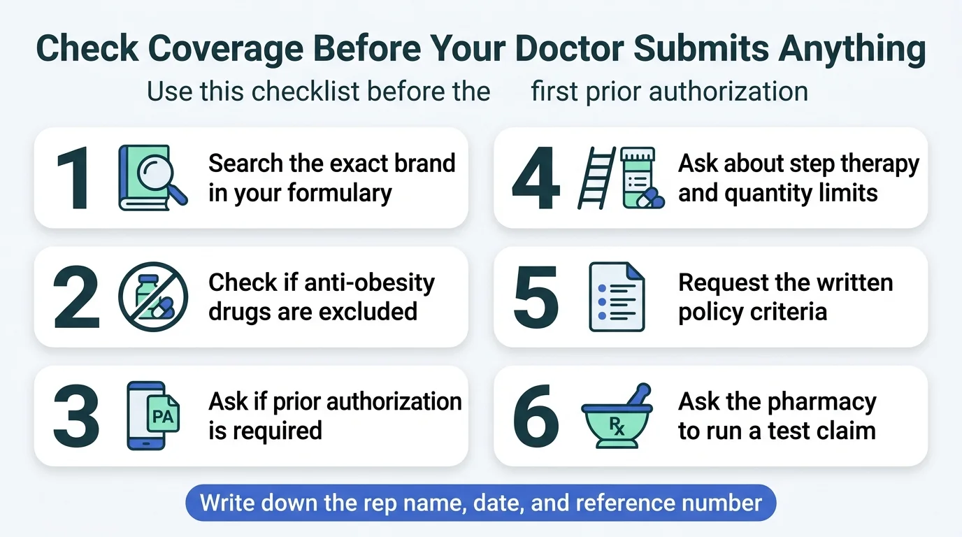 GLP-1 insurance coverage check checklist -- 6 steps to verify whether your Marketplace plan covers Wegovy in 10 minutes