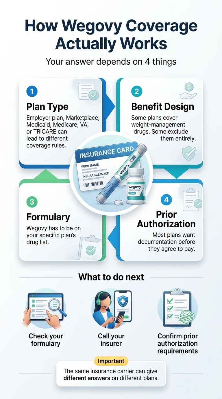 How Wegovy coverage works under COBRA: plan type, formulary tier, prior authorization, and pharmacy network all carry over