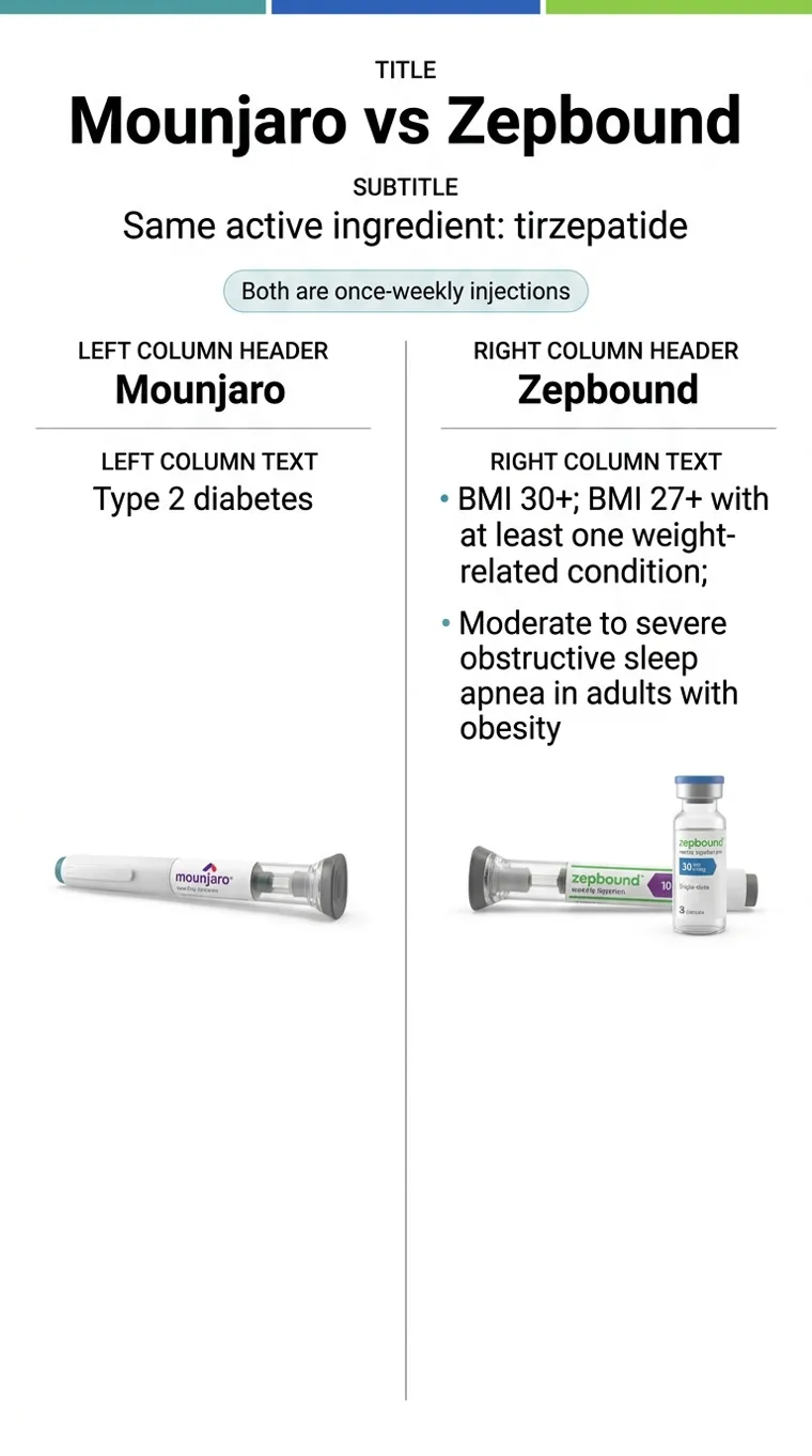 Mounjaro vs Zepbound tirzepatide insurance coverage comparison -- which brand to request for type 2 diabetes